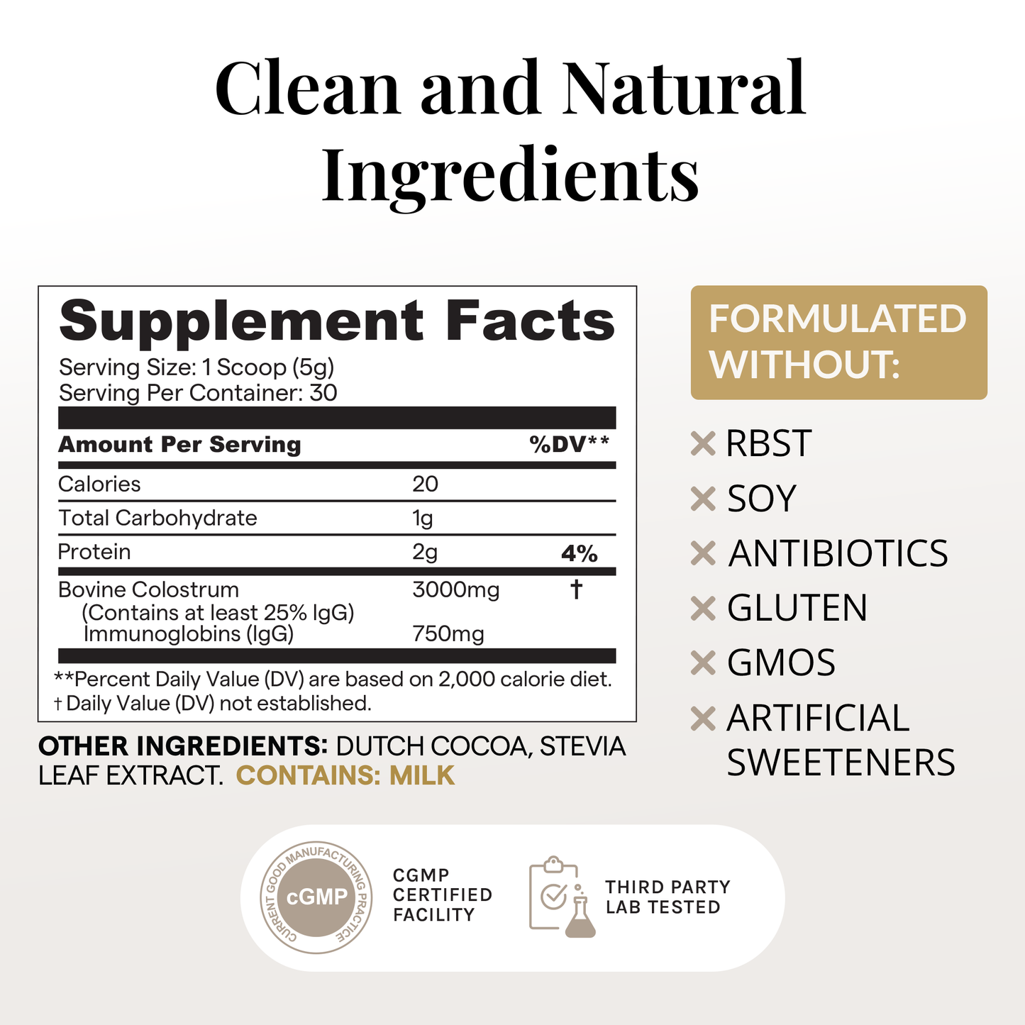 Bovine Colostrum Powder - Chocolate - 30 Servings