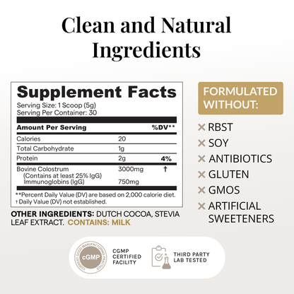 Bovine Colostrum Powder - Chocolate - 30 Servings