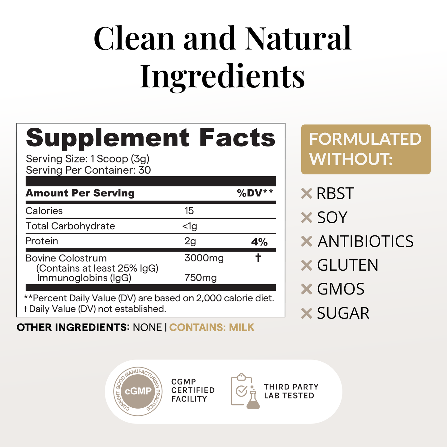 Bovine Colostrum Powder - Unflavored - 30 Servings